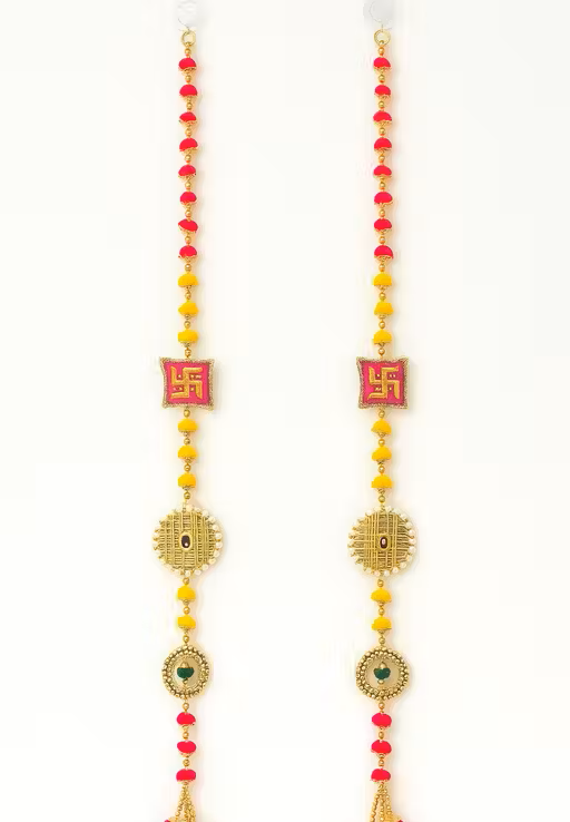 Kalakriti Handmade Pearl & Pom-Pom Door Hanging Toran – SET of 2