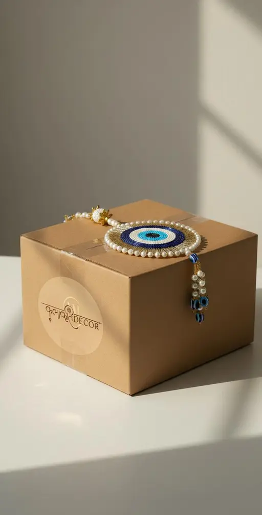 Kalakriti Protective Evil Eye Talisman with Pearl & Gold Accents