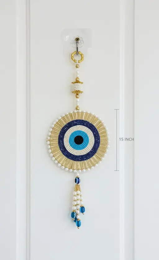 Kalakriti Protective Evil Eye Talisman with Pearl & Gold Accents