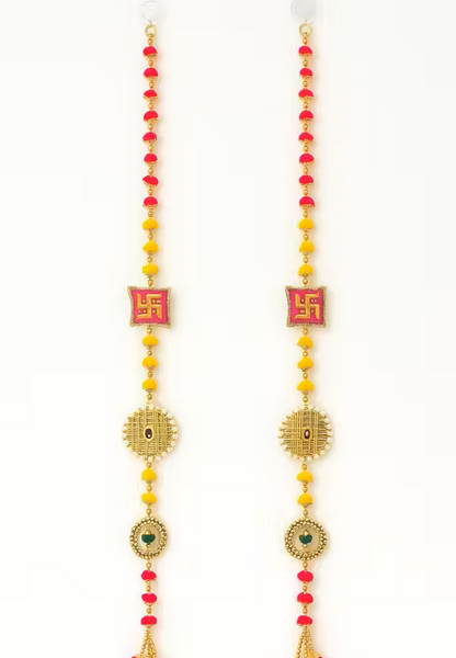 Kalakriti Handmade Pearl & Pom-Pom Door Hanging Toran – SET of 2