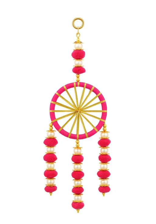 Kalakriti Elegant Pink & Gold Handmade Wall Hanging Toran | Decorative Door Hanging for Festive & Home decor