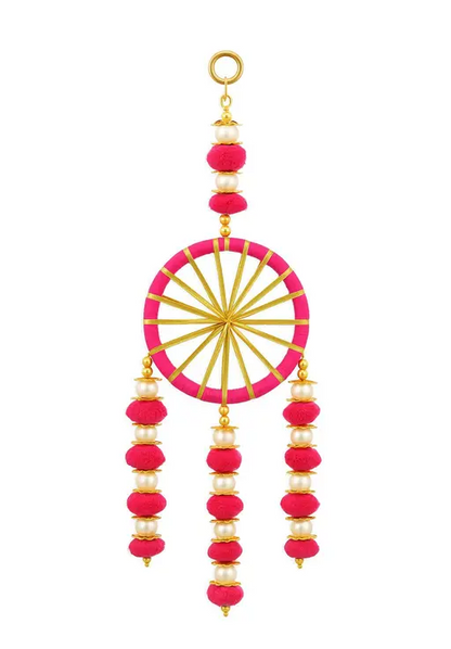 Kalakriti Elegant Pink & Gold Handmade Wall Hanging Toran | Decorative Door Hanging for Festive & Home decor