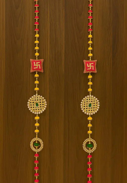 Kalakriti Handmade Pearl & Pom-Pom Door Hanging Toran – SET of 2