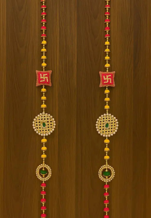 Kalakriti Handmade Pearl & Pom-Pom Door Hanging Toran – SET of 2
