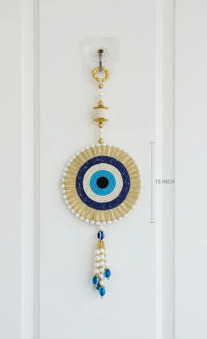 Kalakriti Protective Evil Eye Talisman with Pearl & Gold Accents